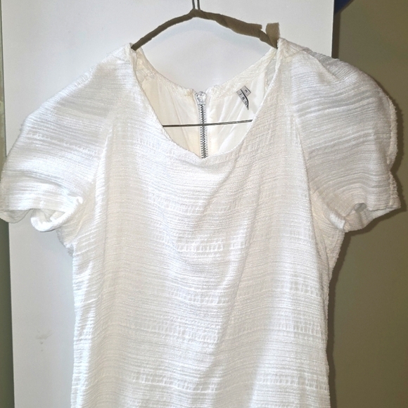 IRO White Textured Mini Dress Tulip Short Sleeve Jacqueta Xs - Picture 2 of 7